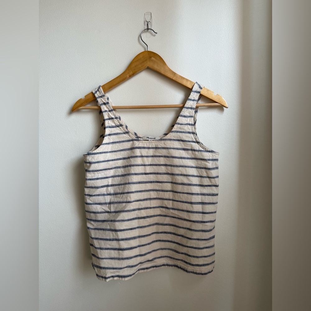 Madewell Cream and Blue Striped Tank Top